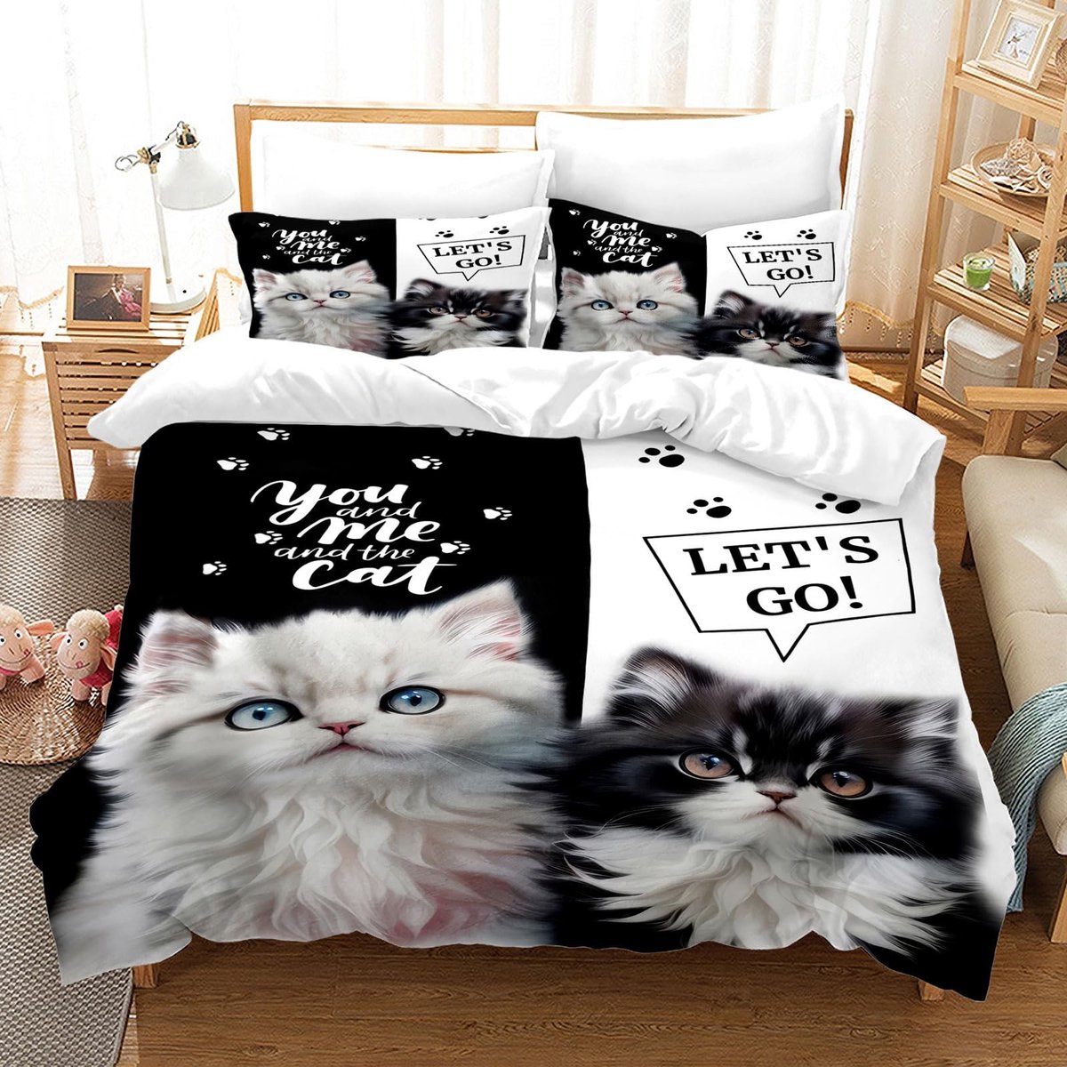 Omgoods - Katten Dekbedovertrek Set 220x240cm - Zacht en Comfortabel