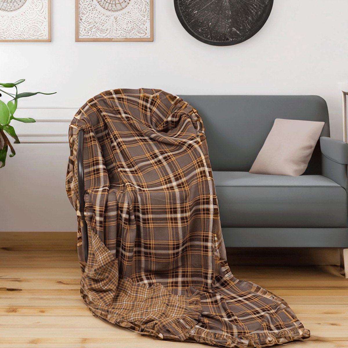 Omgoods- Plaid Omkeerbaar - Zacht/Comfortabel - 100% Acryl - Geruit - Duurzaam - 227x11 cm - Deken