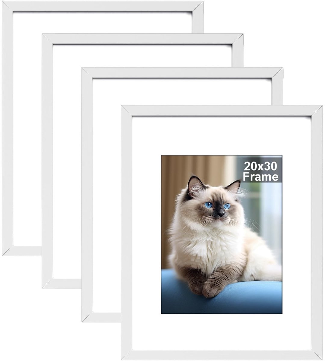 Omgoods - Set van 4 Fotolijsten 20 x 30 cm - Wit voor Wand of Tafel