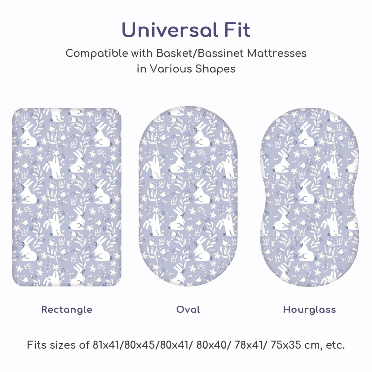 Omgoods - Set van 3 Fitted Sheets voor Wieg met Blauw Konijn Motief