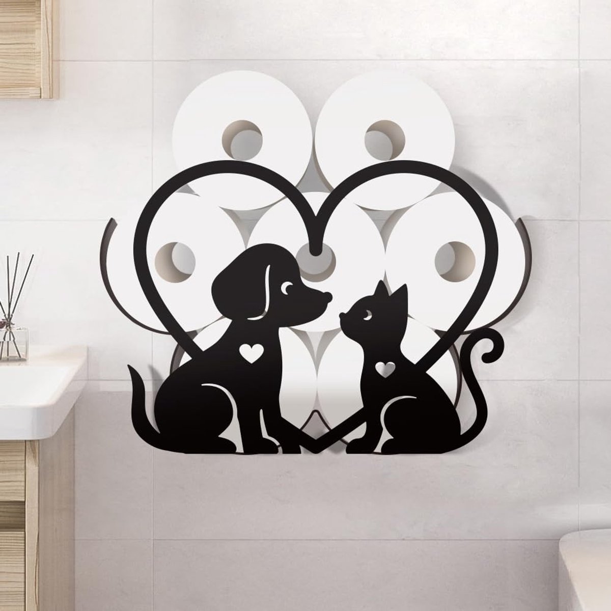 Omgoods - Metalen Toiletpapierhouder met Dierenmotief voor 8 Rollen