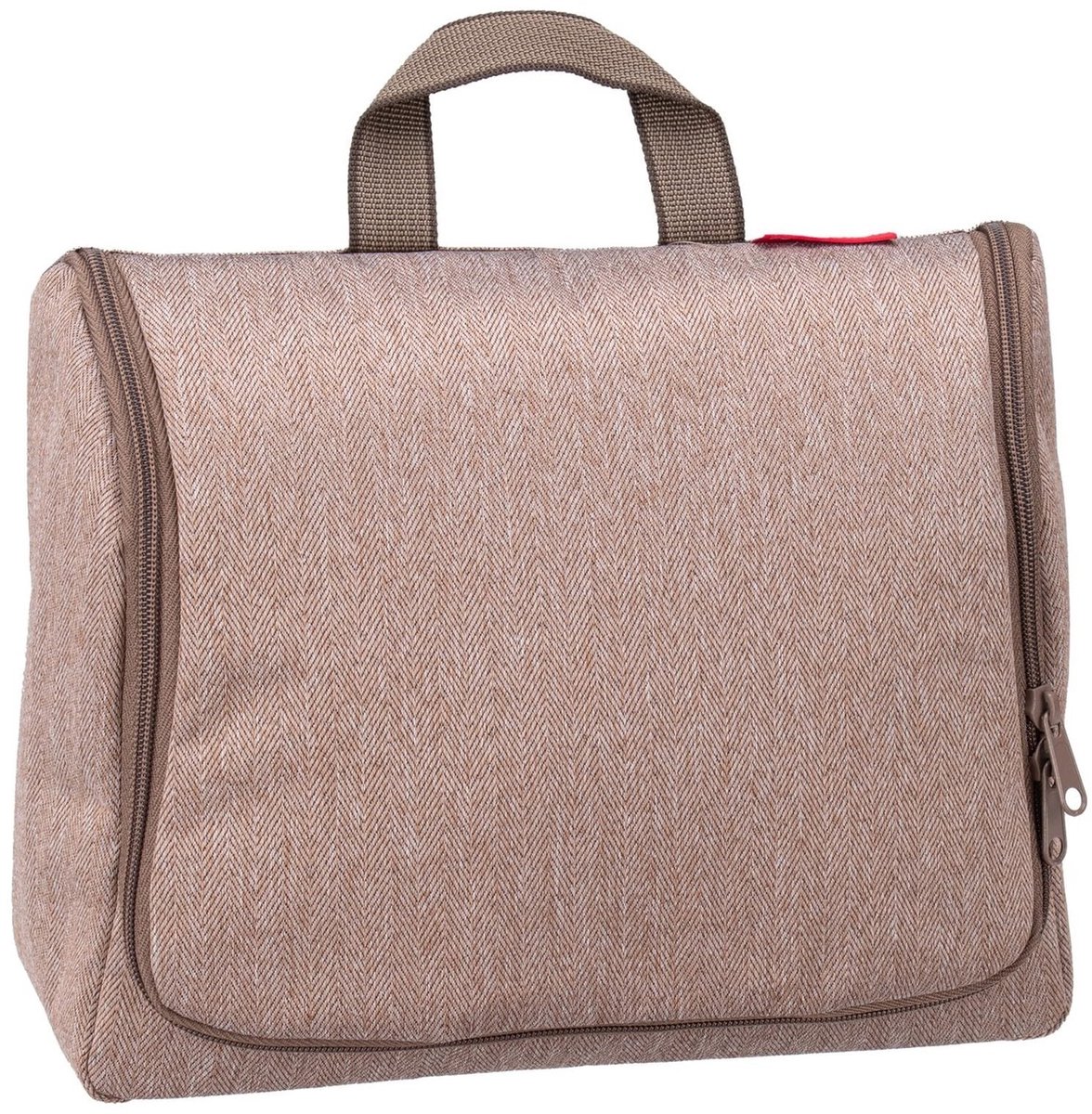 Omgoods - Reis Toilettas XL met Haken - Waterafstotend en Herringbone Mocha