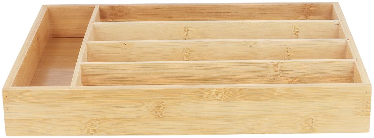 Omgoods- Bestekbak Uitschuifbaar - 2 Stuks - Houten Bestekbak - 35,6 x 25,4 x 5,1 cm - Vaatwasserbestendig - Duurzaam Keukenorganizer - Bestekorganizer