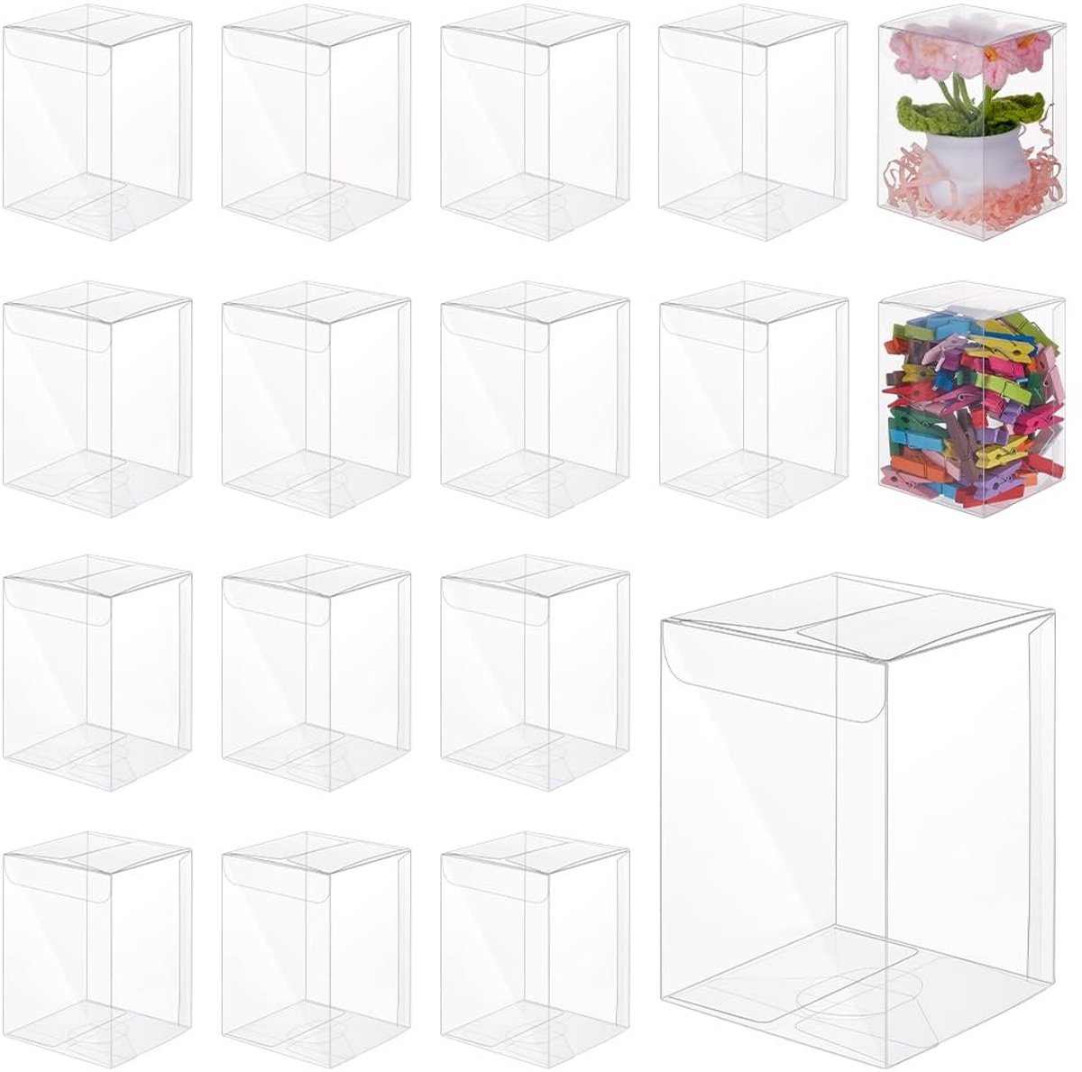 Omgoods - Set van 50 Transparante PVC Cadeauboxen 7x7x10cm