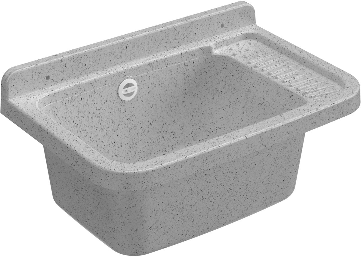 Omgoods - Wandmontage Polypropyleen Wasbak met Sifon en Afvoergarnituur