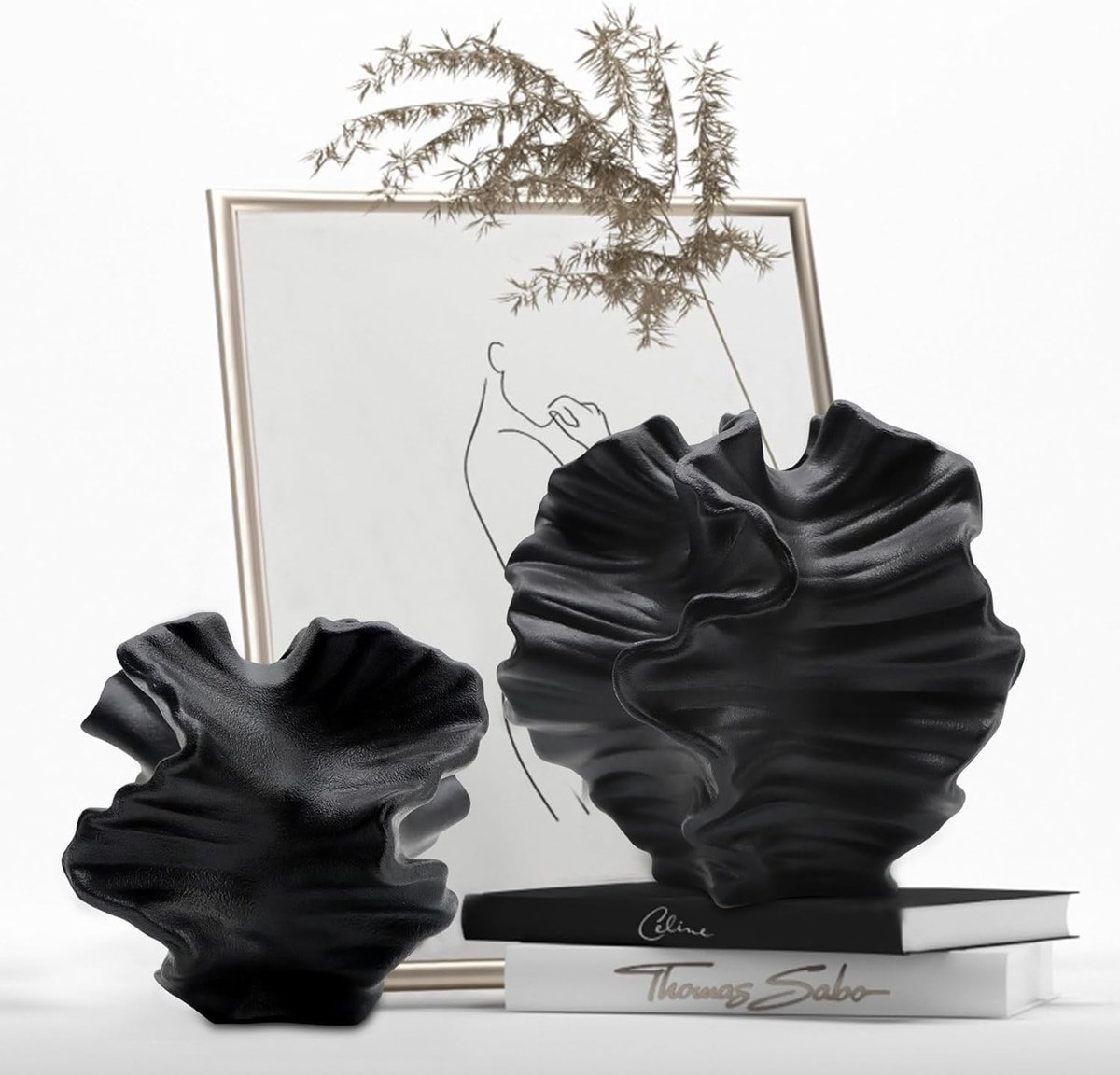 Omgoods - Keramische Vaas Set Zwart voor Scandinavische Decoratie