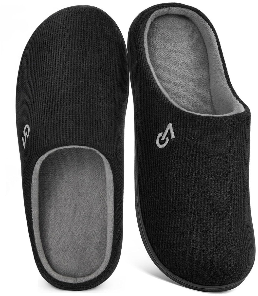 Omgoods - Herenslippers van Geheugenschuim in Zwart en Grijs