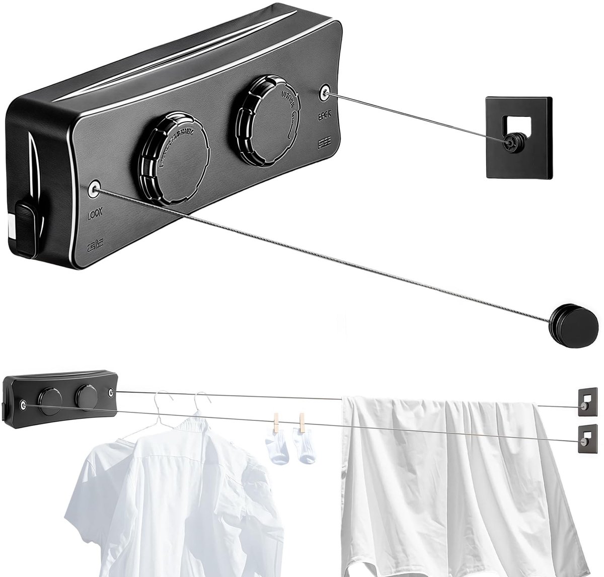 Omgoods - Retractable Kledinglijn voor Binnen en Buiten - 2 x 5.1 m