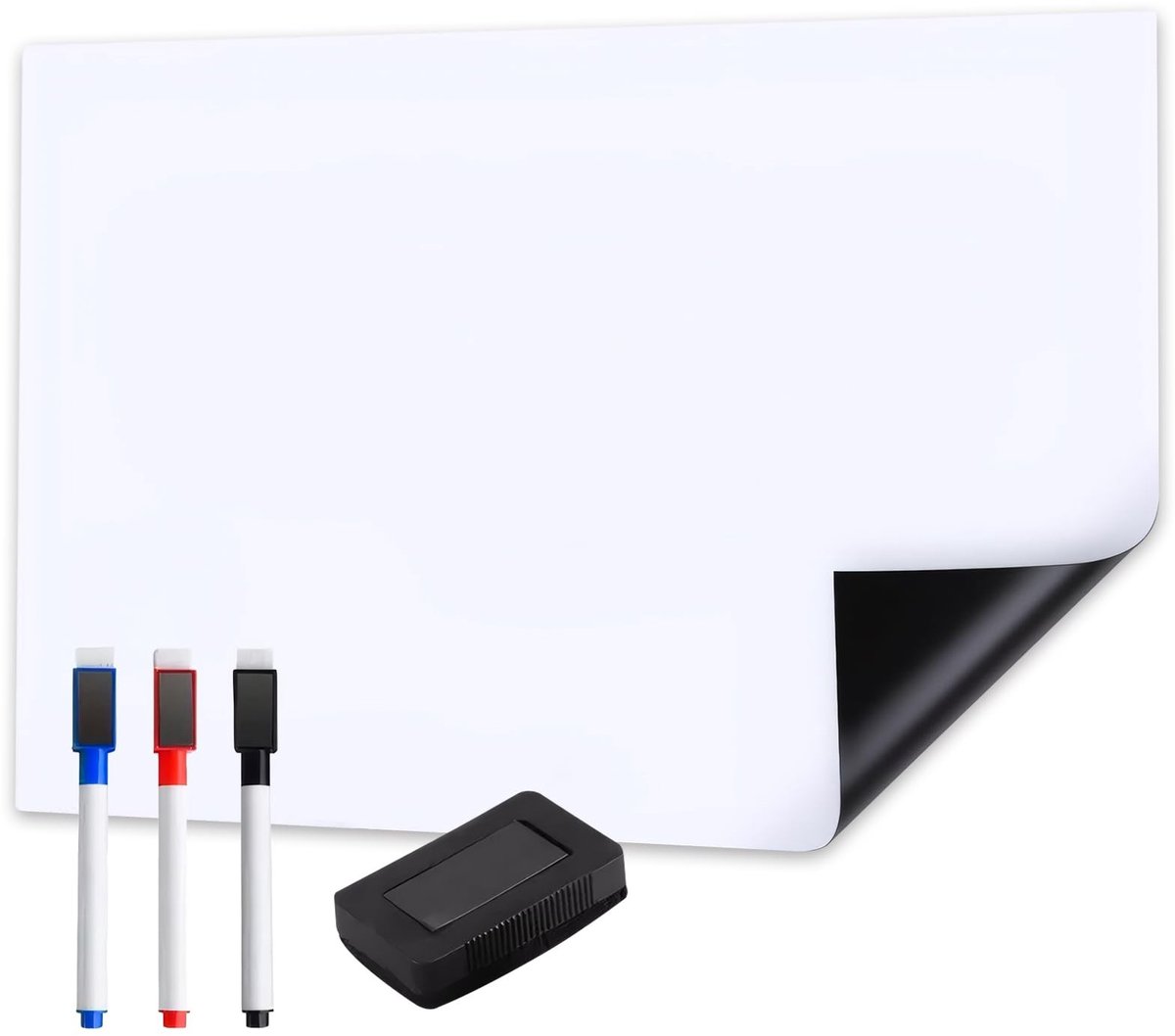 Omgoods- Whiteboardfolie 80 x 40 cm - Zelfklevend - Afveegbaar - Krasbestendig - Olieafstotend - Waterafstotend - Inclusief 3 droogwismarkers en gum - Magnetisch Bord