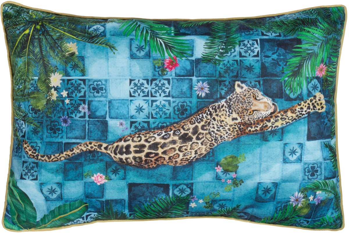 Omgoods - Luxe Buiten Kussen met Leoprint en Piping