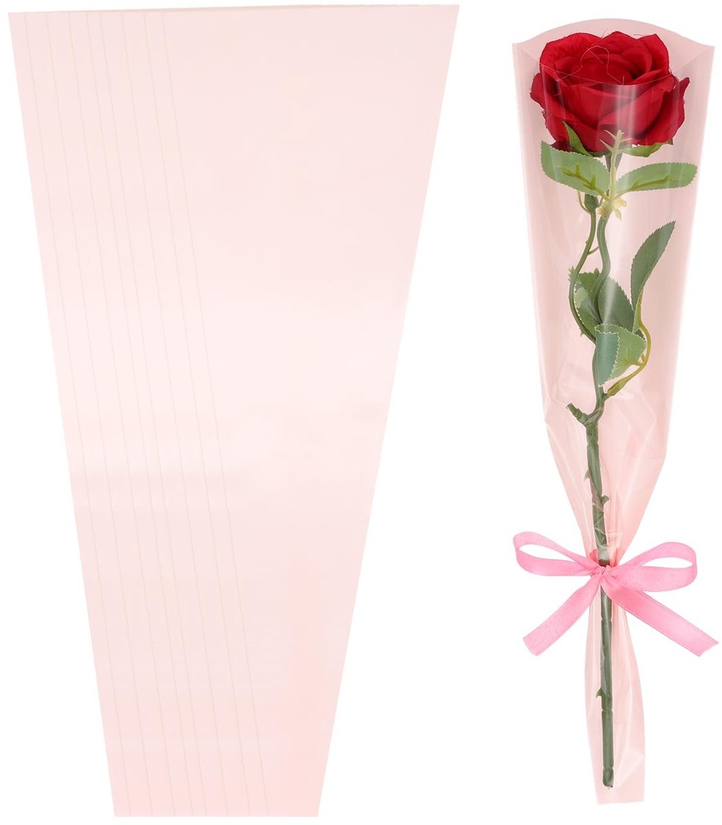 Omgoods - Donkerroze Bloemen Inpakzakken, Set van 100 voor Boeketten