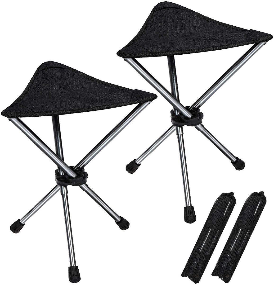 Omgoods- Klapkruk - Set van 2 - Opvouwbare Driepootkruk - Ultralicht - 150 kg Belastbaar - Campingkruk - Hoogwaardige Aluminiumlegering - Campingstoel
