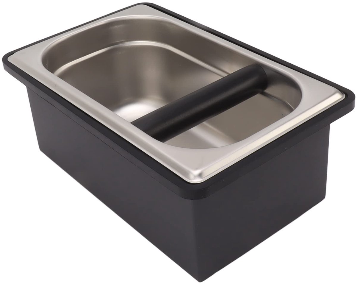 Omgoods- Koffieklopbox Grote Afneembare Roestvrijstalen Grondcontainer - Hittebestendig - Voor Thuis/Keuken/Café/Bar/Restaurant - Comfortabel en Veilig - Gemakkelijk Schoon te Maken - Verhoogde Achterwand tegen Spatten - Koffiedikbak