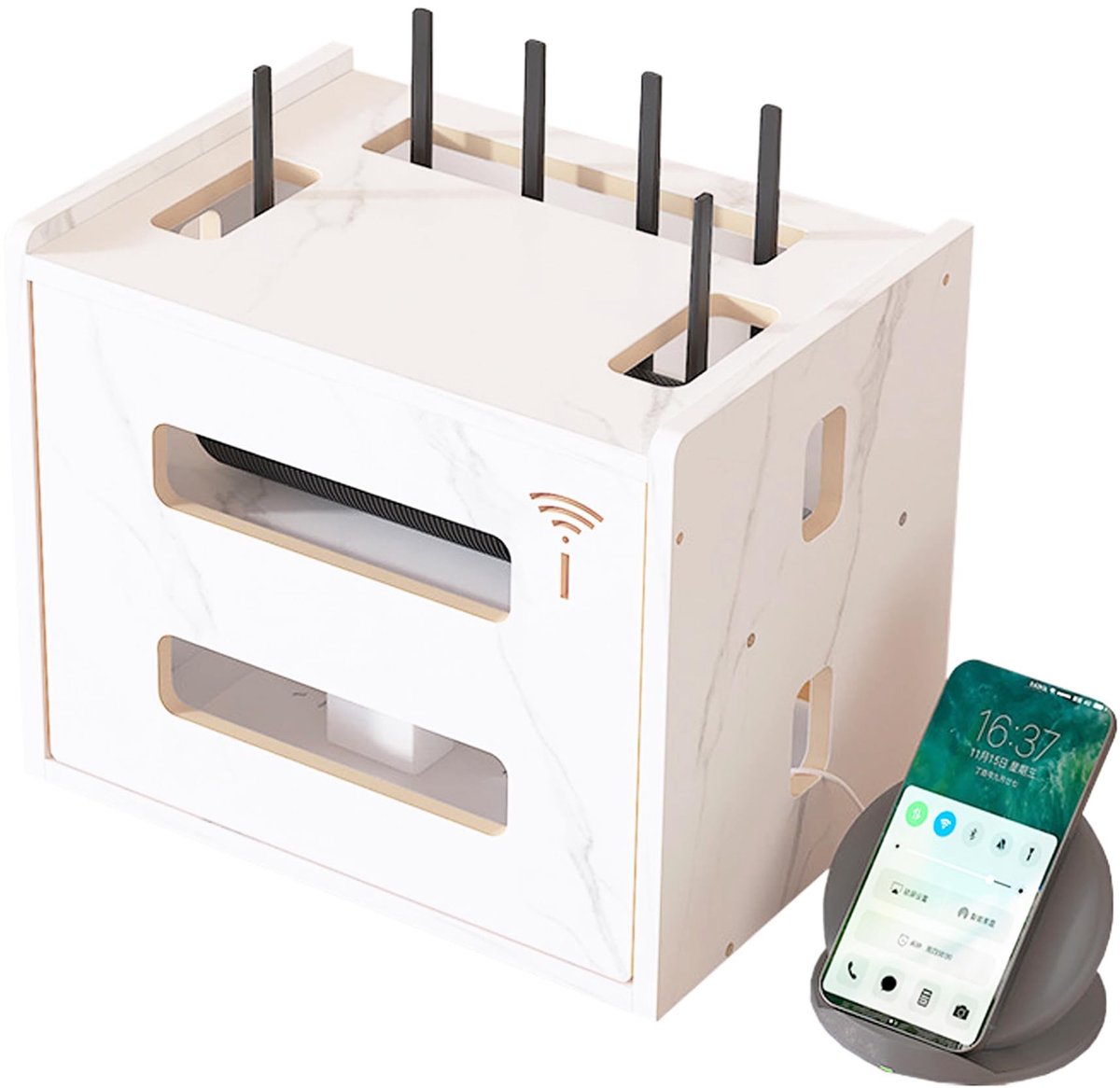 Omgoods - Wifi Router Opbergdoos van Hout voor Thuis en Kantoor