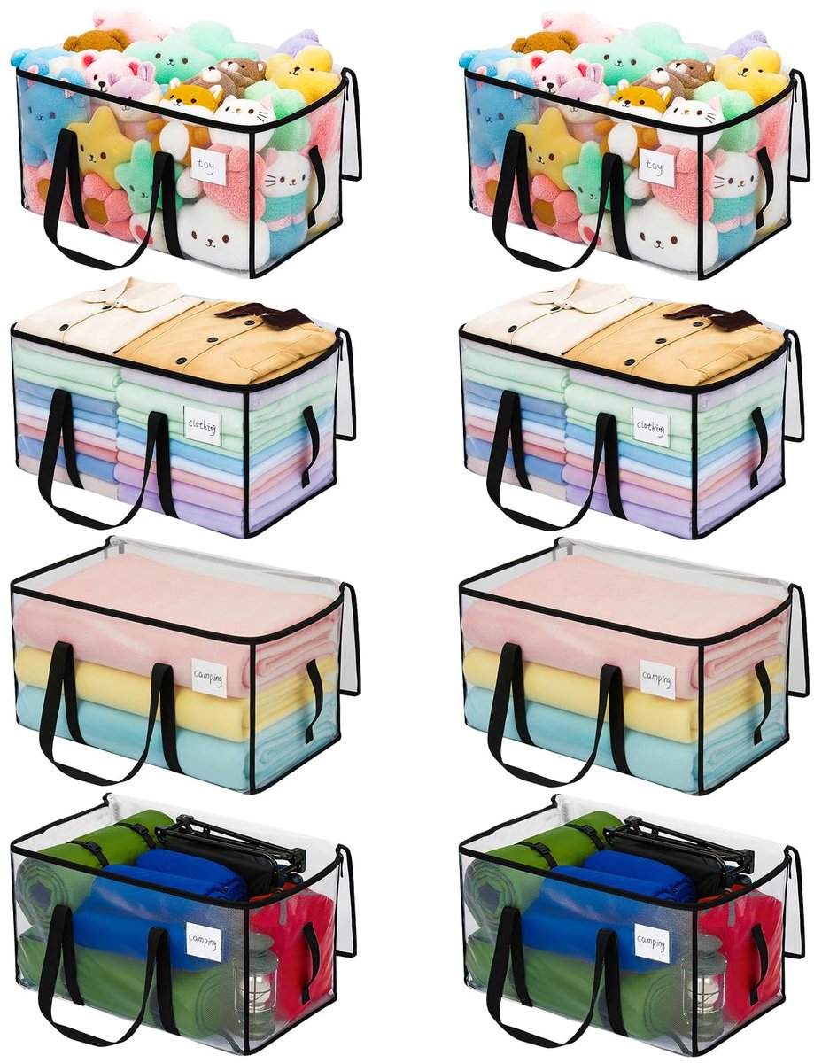 Omgoods - Set van 8 Transparante Opbergzakken met Deksel voor Diverse Toepassingen