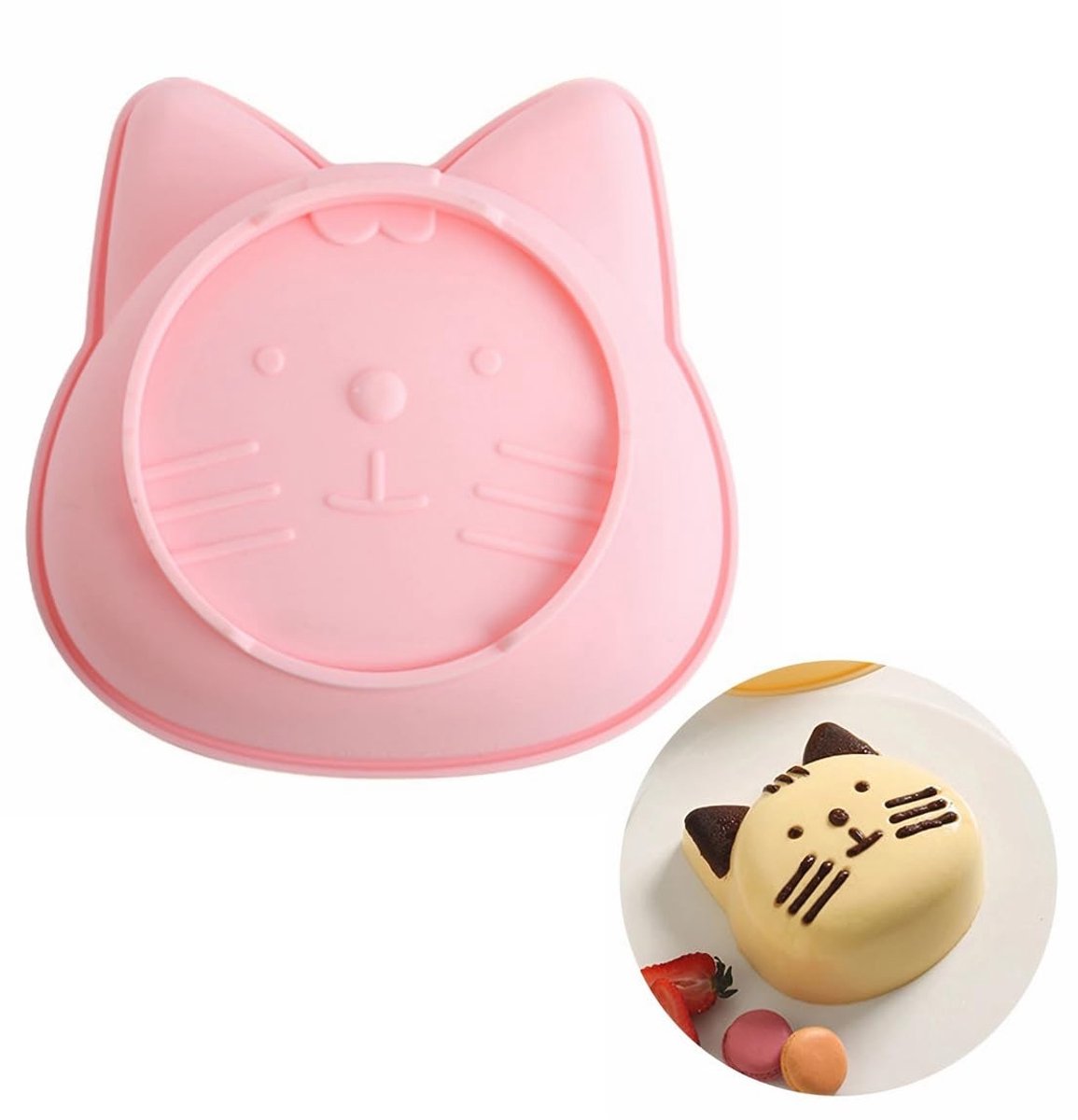 Omgoods - Siliconen Cakevorm van een Schattige Kitten - 6 Inch voor Bakplezier