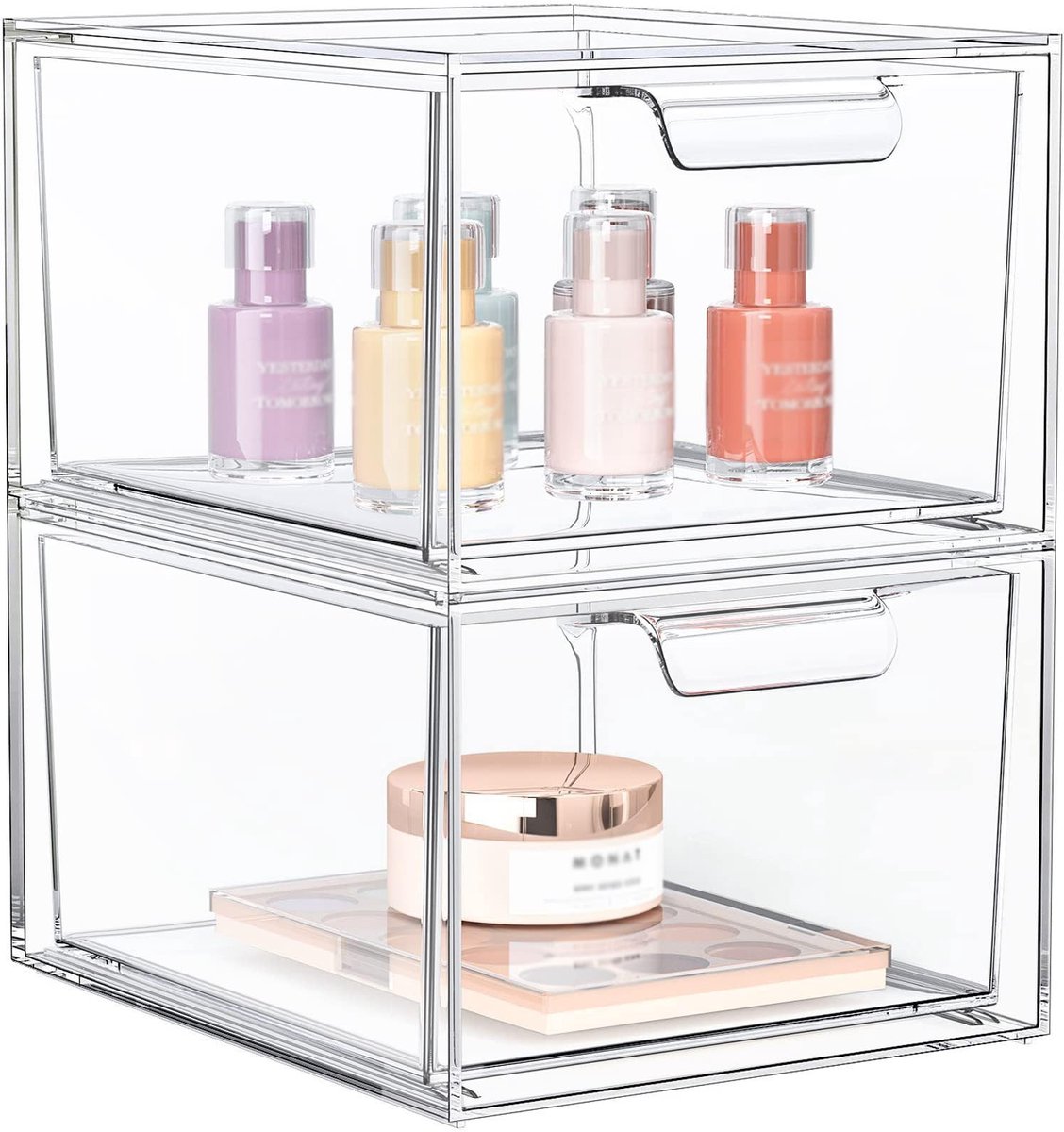 Omgoods - Transparante Acryl Ladebox - Makeup Organizer met 16 Antislipmatten