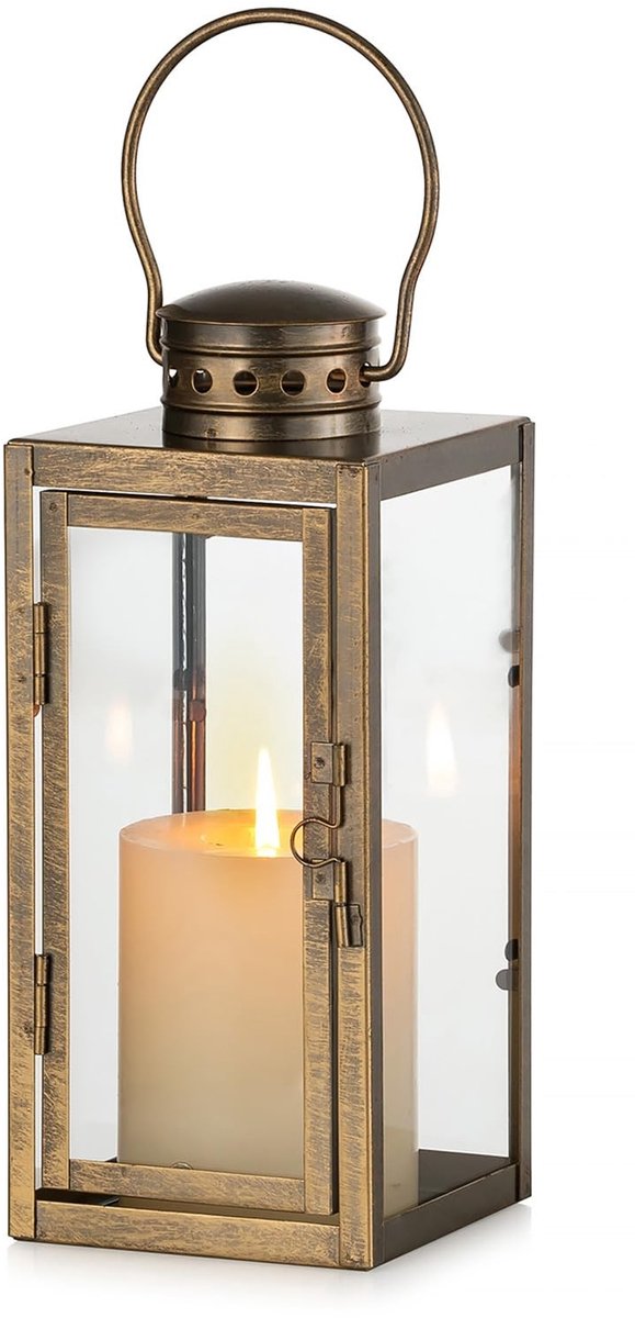 Omgoods - Grote Vintage Lantaarn met Glas, 24 cm