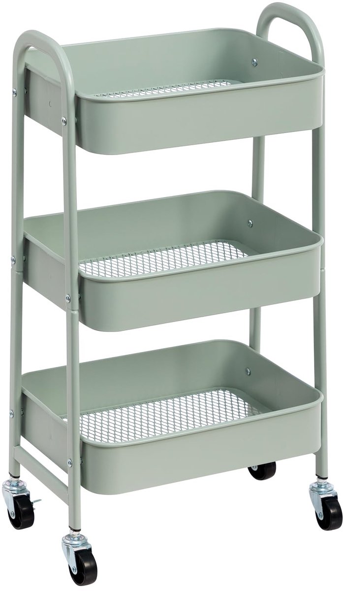 Omgoods - 3-laags Rolling Cart voor Keuken en Badkamer met Wielen