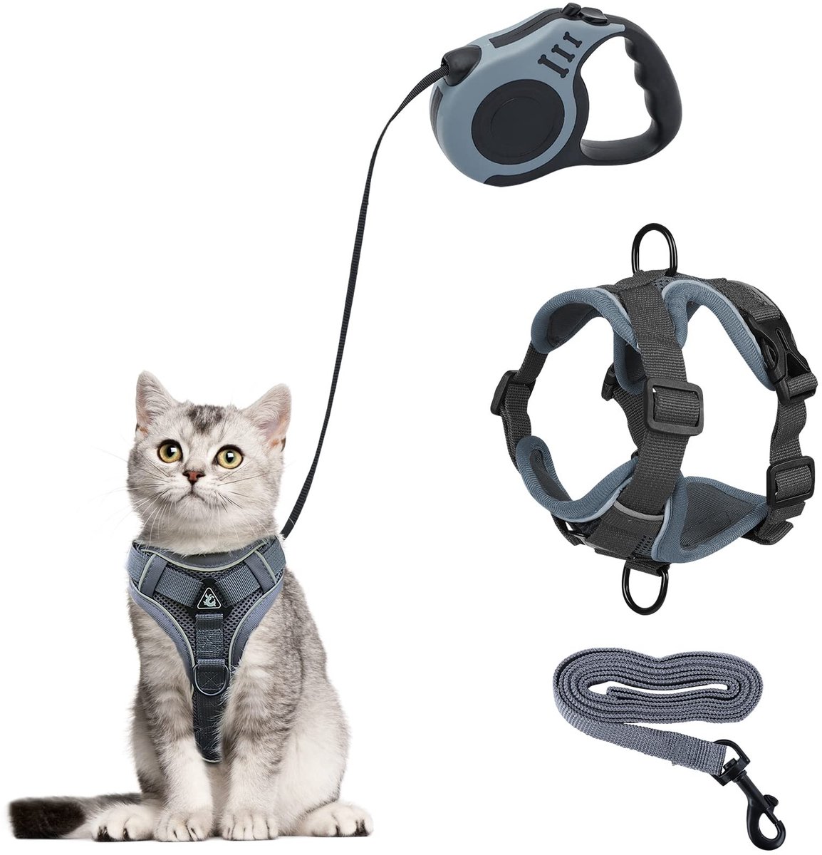 Omgoods - Katentuig en Leash Set, Ontsnapbestendig met Retractable Cat Lead
