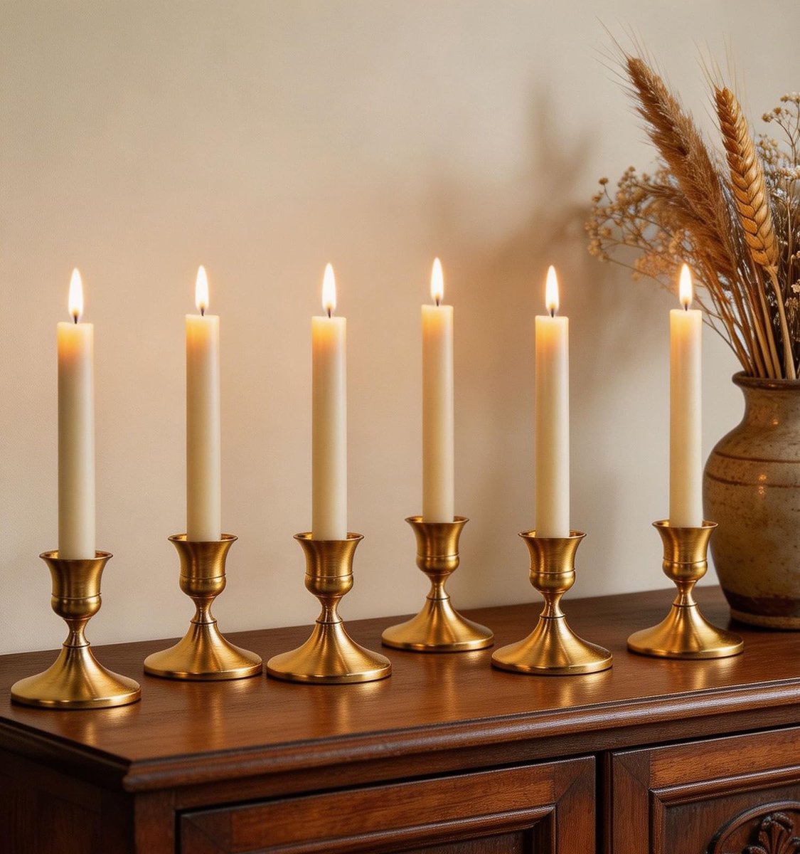 Omgoods - Set van 6 Gouden Kaarsenhouders voor Tafeldecoratie
