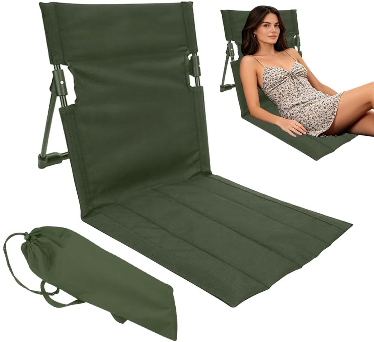 Omgoods - Ergonomische Strandstoel met Verstelbare Rugleuning