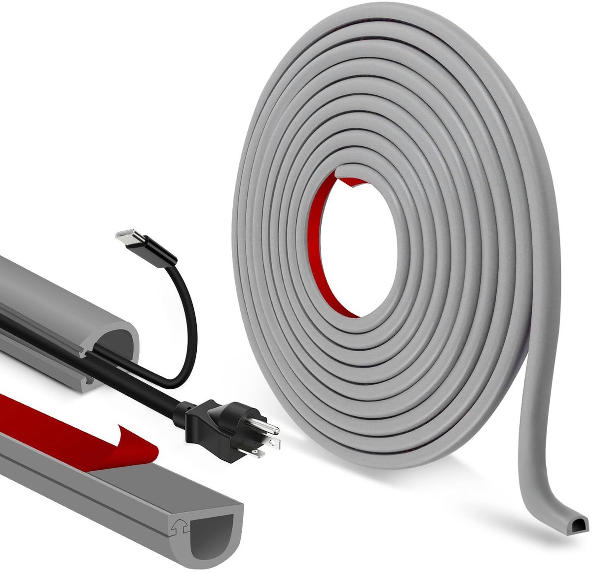 Omgoods - Zelfklevende Kabelgoot Flexibel 7mm x 14mm - Kabelbescherming voor Muur en Vloer