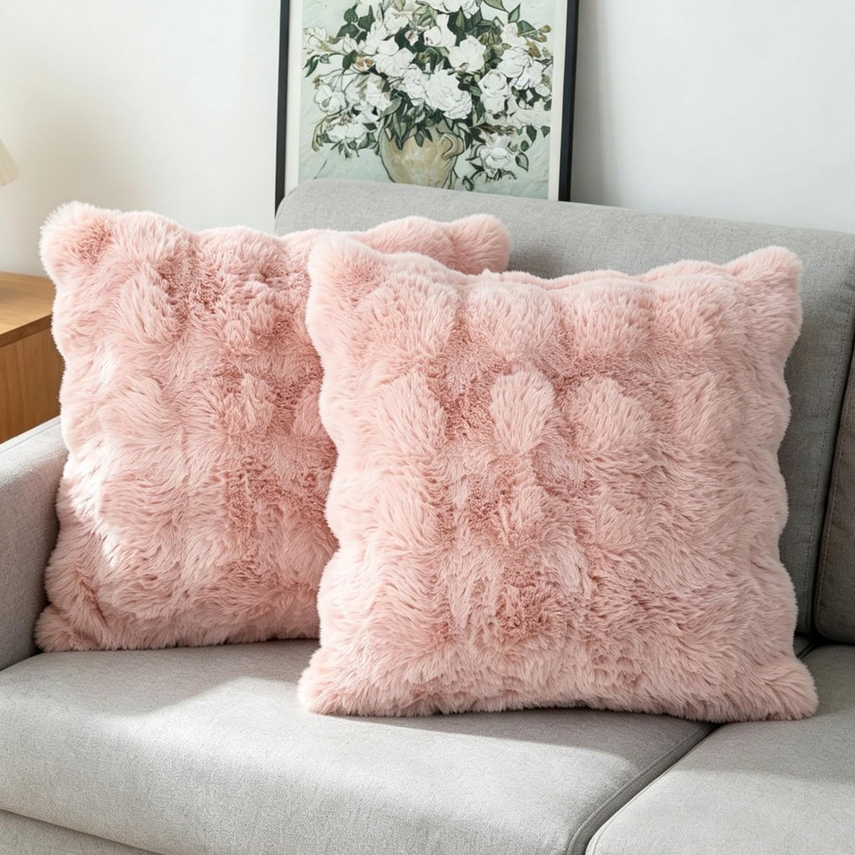 Omgoods - Set van 2 Luxe Kussenhoezen 45 x 45 cm in Roze
