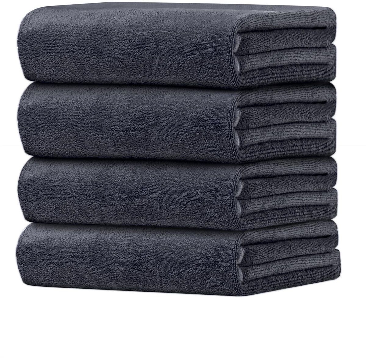 Omgoods - Set van 4 Gastendoekjes 50x100 cm - Zacht Microvezel Katoen Donkergrijs