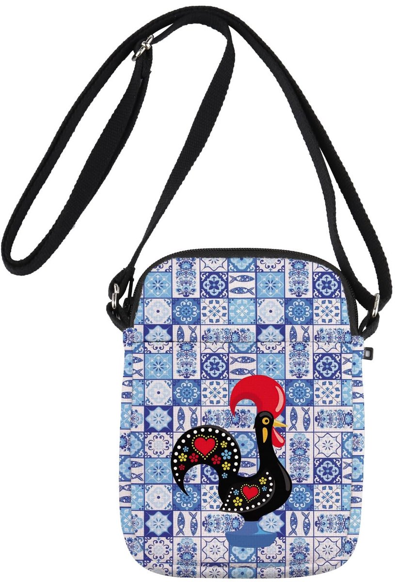 Omgoods - Portugese Haan Crossbody Tas - Blauwe Tegels Geschenken uit Portugal