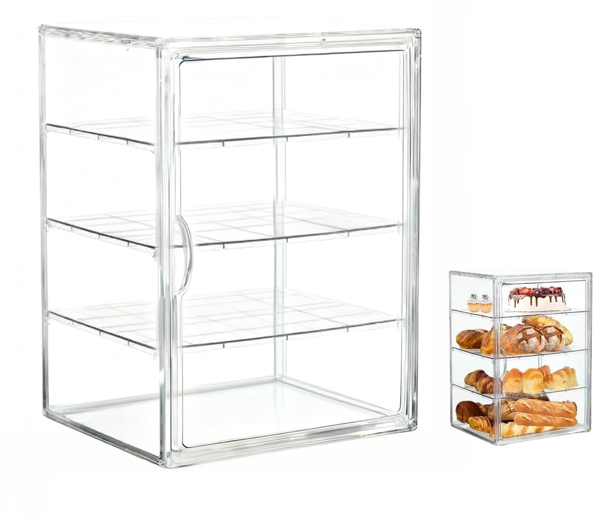 Omgoods - Transparante Broodopslagdoos met 4 Lagen en Magnetische Aantrekking