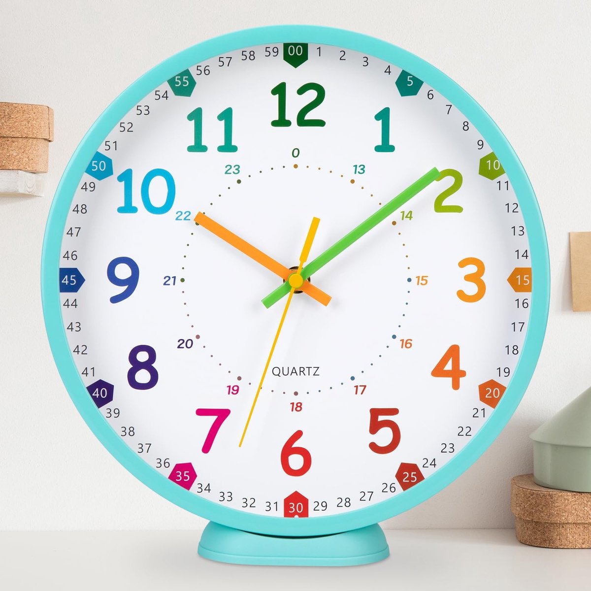Omgoods - Stille Wandklok voor Kinderen met Leren Band