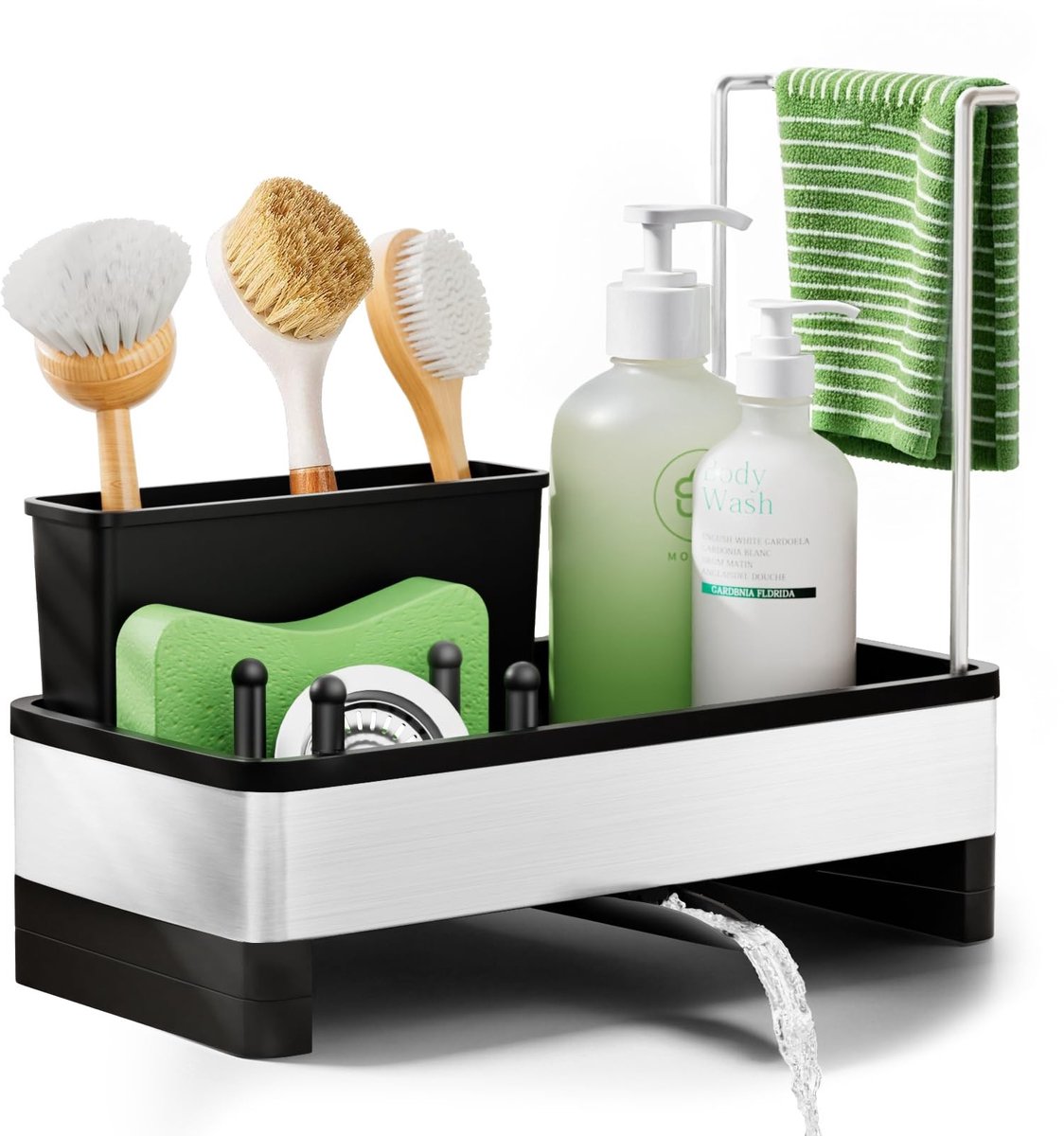 Omgoods - Grote Capaciteit Keukensink Caddy met Zelfafvoerende Drain