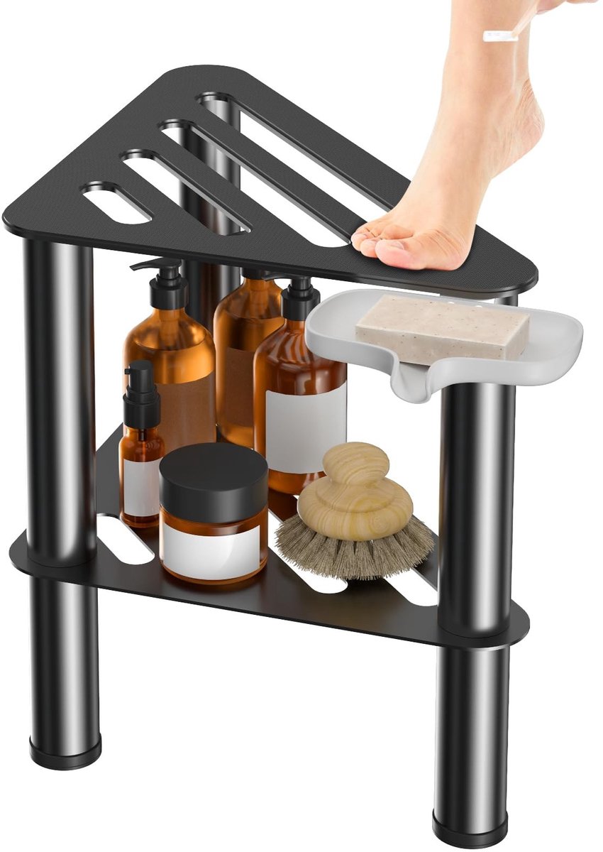 Omgoods - Metal Corner Shower Footstool - Voetsteun met Opbergruimte