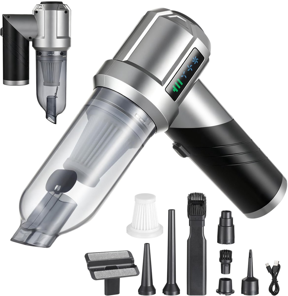 Omgoods - Draadloze Handstofzuiger 4-in-1 met Accu