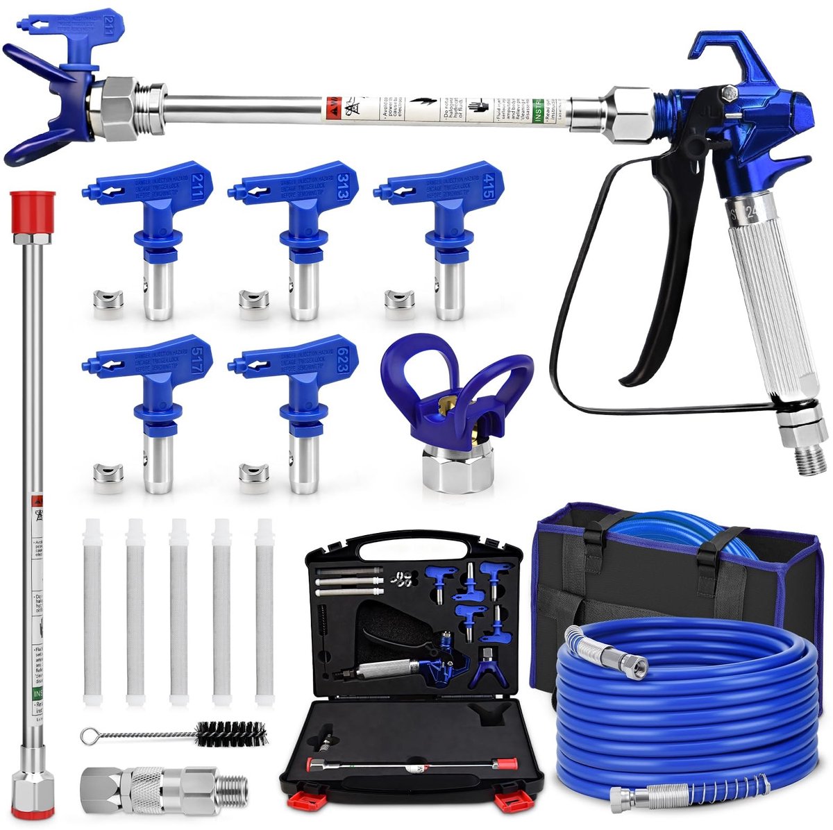 Omgoods - 18-delige Airless Verfspuit Set voor Doe-Het-Zelf Projecten