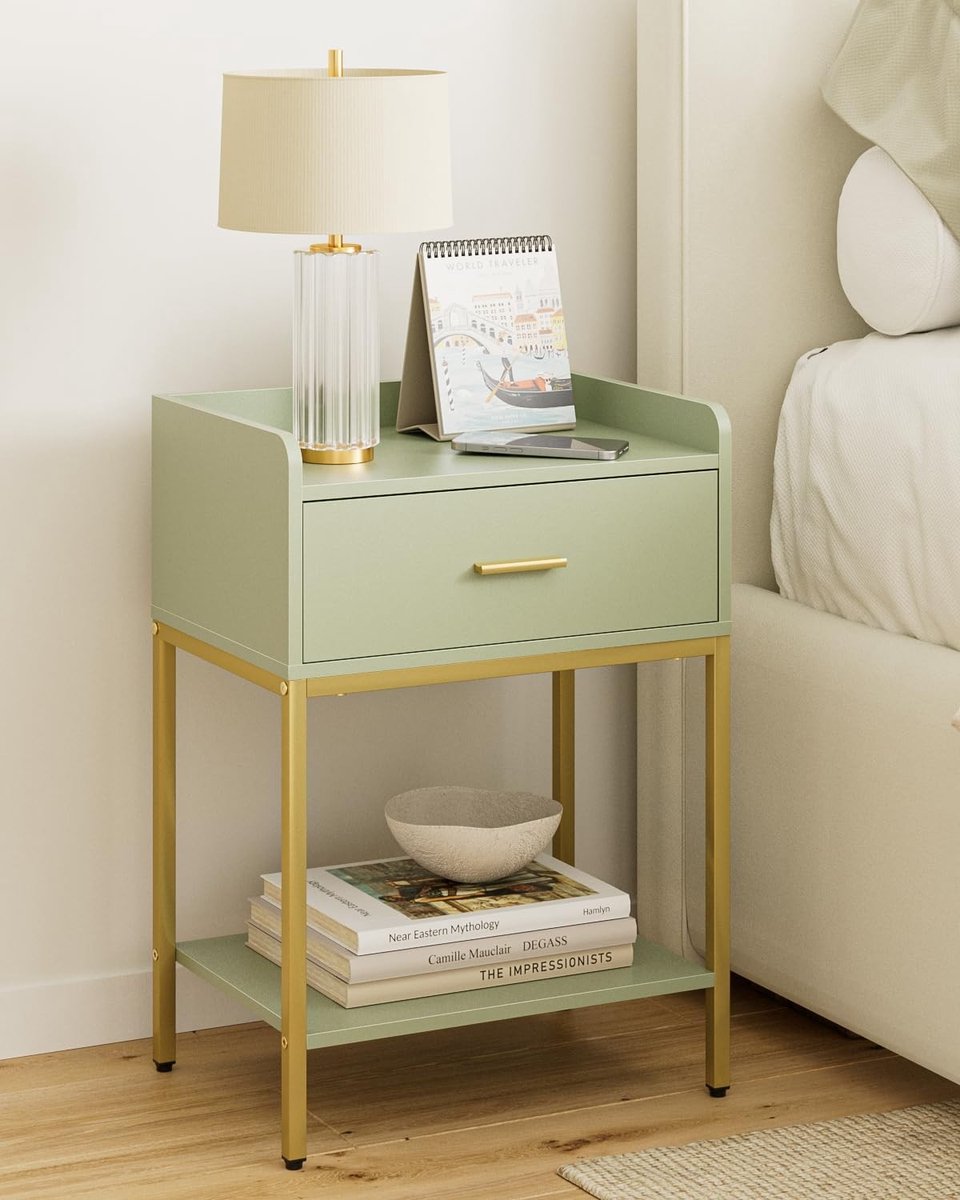 Omgoods - Groene Bedside Table met 3 Niveaus en Lade
