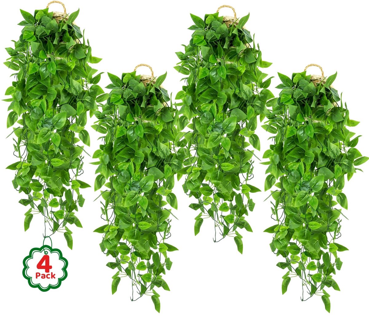 Omgoods - Set van 4 Kunstplanten voor binnen en buiten met Hangende Klimop