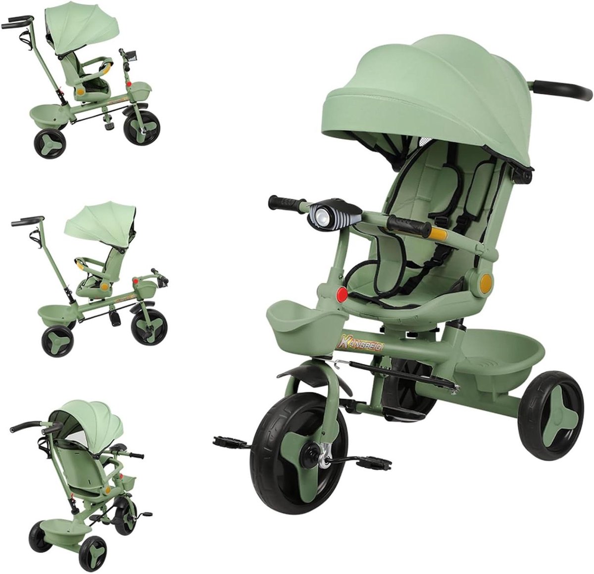 Driewieler Baby - Kinderwagen Trike - Baby Vervoeren - Omkeerbare Zitting - 81 x 49 x 95 cm - Groen