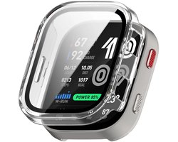 Strap-it hard case hoesje met glasplaat geschikt voor Amazfit Bip Max (Transparant) – stevige beschermcase met geïntegreerde screen protector – optimale kras- en stootbescherming voor je smartwatch