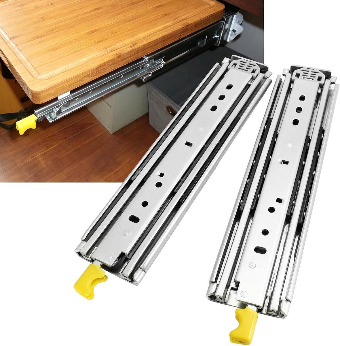 Zware Oplader Rails met Slot en Volledige Uittrekking, 76 x 304 mm, 220 kg Capaciteit, Ideaal voor Industrie, Motorhomes en Vrachtwagens