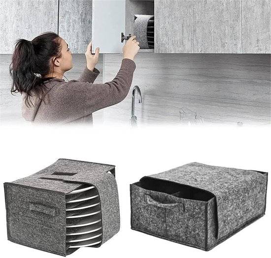 Opbergtas Servies - Camping Organizer - Camper Keuken - Gefelted Bescherming - 53.5 cm - Grijs — afbeelding 5