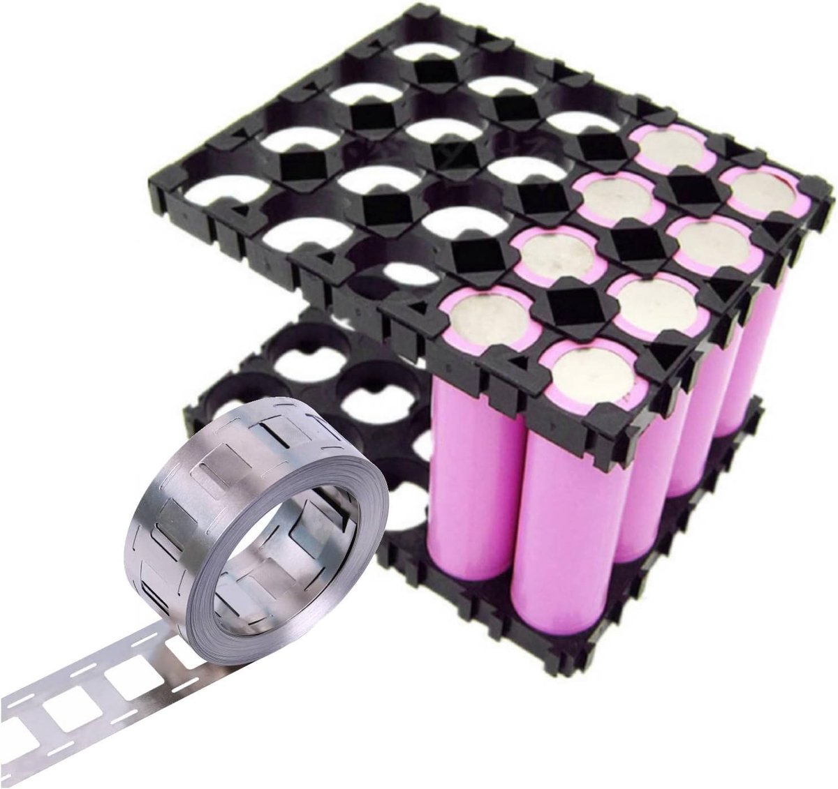 SnelShoppen - 100pcs Lithium Batterijhouder & 2m Nickelkabels - Batterij Beugel voor Cel Batterij Stand met 6.6ft Vernikkelde Strip - Perfect voor Bat