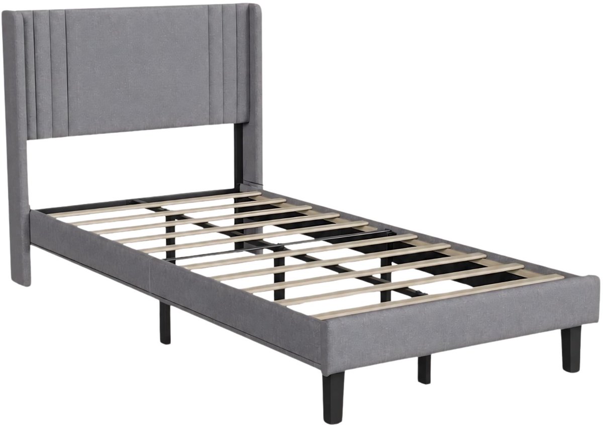 Bedtype - Grijs, Maat: 90 x 200 Cm - Functie: Dagbed, Eenpersoonsbed - voor Kinderen, Tieners, Volwassenen