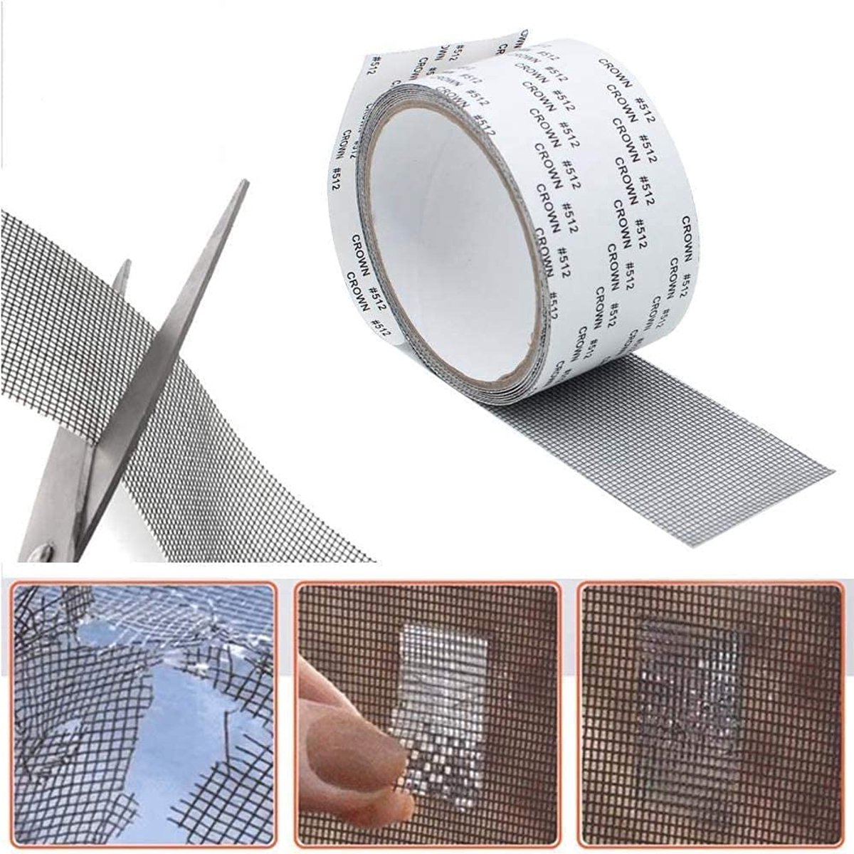 SnelShoppen - Mosquito Net Reparatietape voor Ramen en Deuren, Zelfklevend Glasvezel, Sterke Lijm, Vochtbestendig, Ademend, 10m