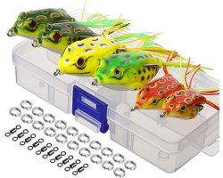 Thijox - Topwater Kikker Lures Set voor Bass, Snoek en Musky Vissen - Kunstmatige Kikker Vissen Lure Kit met Tackle Box - 10 Stuks Multicolors met Zac