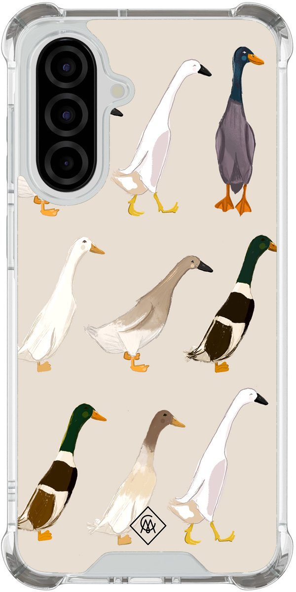 Casimoda® hoesje - Geschikt voor Samsung Galaxy A37 - Duck Life - Shockproof case - Extra sterk - TPU/polycarbonaat - Bruin/beige, Transparant