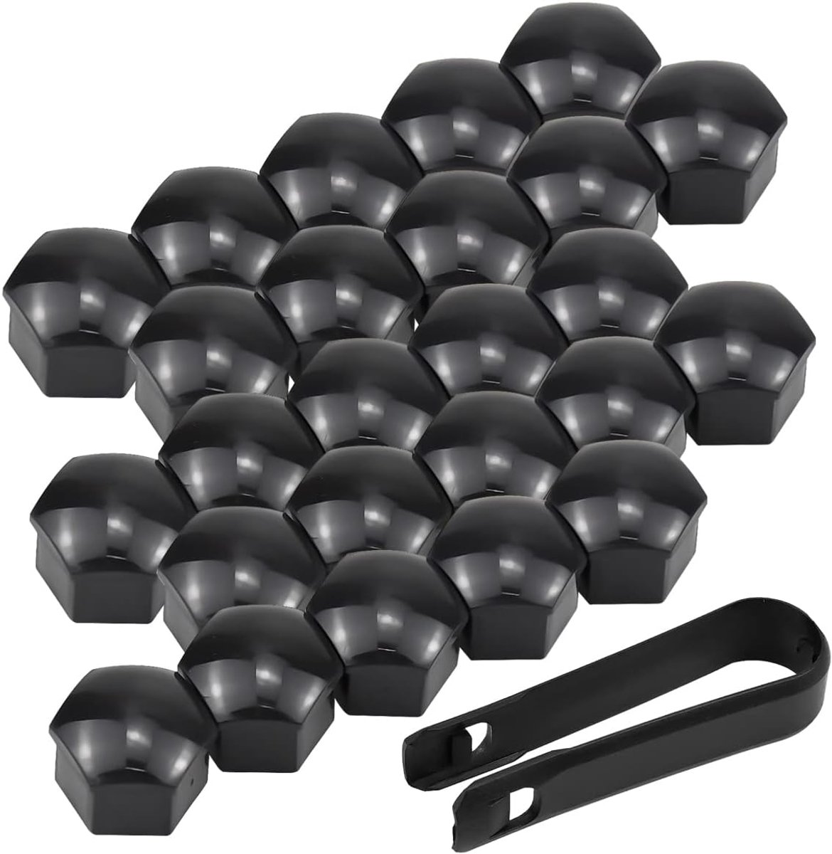 SnelShoppen - Wheel Bolt Caps 20 Stuks Auto Deksels 17mm Wielmoeren Deksels met Verwijder Tool Zwart - Bescherming en Verfraaiing voor Auto Velgen
