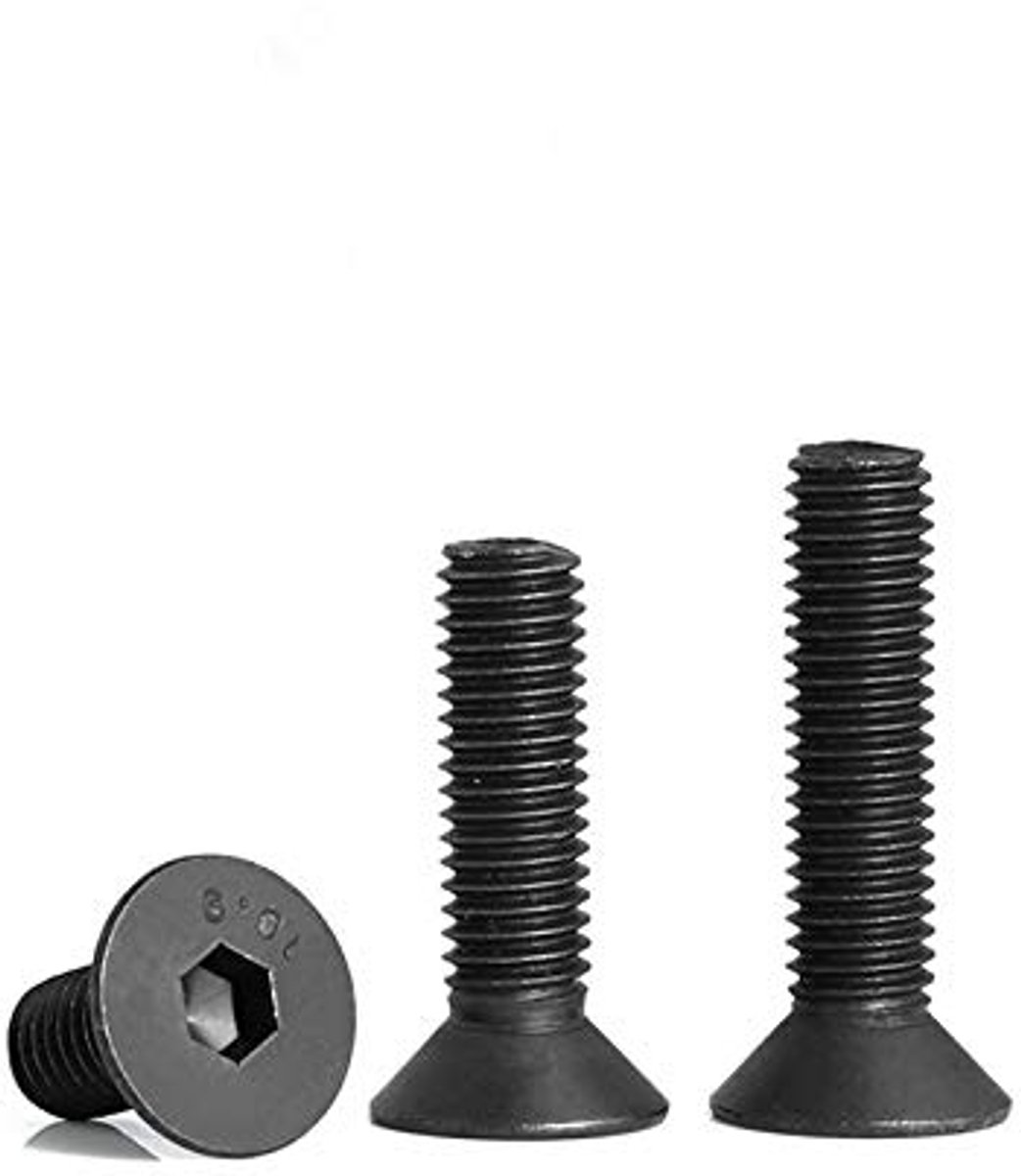 SnelShoppen - 20x Verzinkte Schroeven, Zeskantige Platte Kop Bevestigingsschroeven, M3x6mm, Zwart, Ideaal voor Klussen en Montage