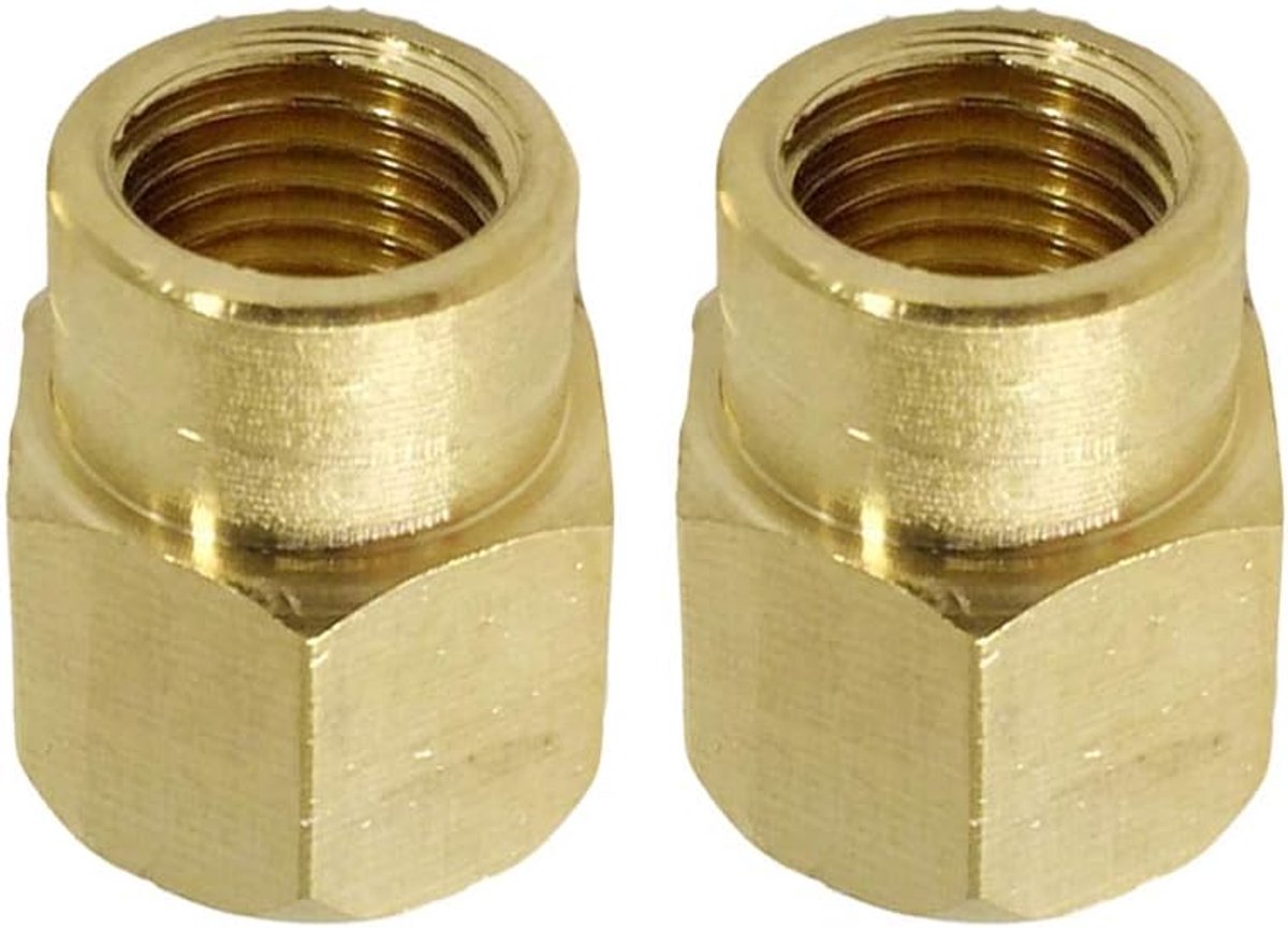 SnelShoppen - 1/4" BSP naar 3/8" BSP Vrouwelijke Draad Messing Reducer Connector Hex Hoofd Reductiebus Adapter Fitting voor Lucht Water Olie (Set van